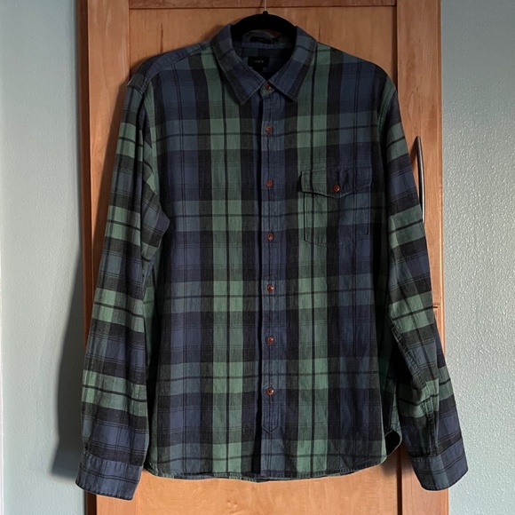 J. Crew Plaid Flannel Shirt 100% Cotton Slim Size Large - Picture 5 of 7